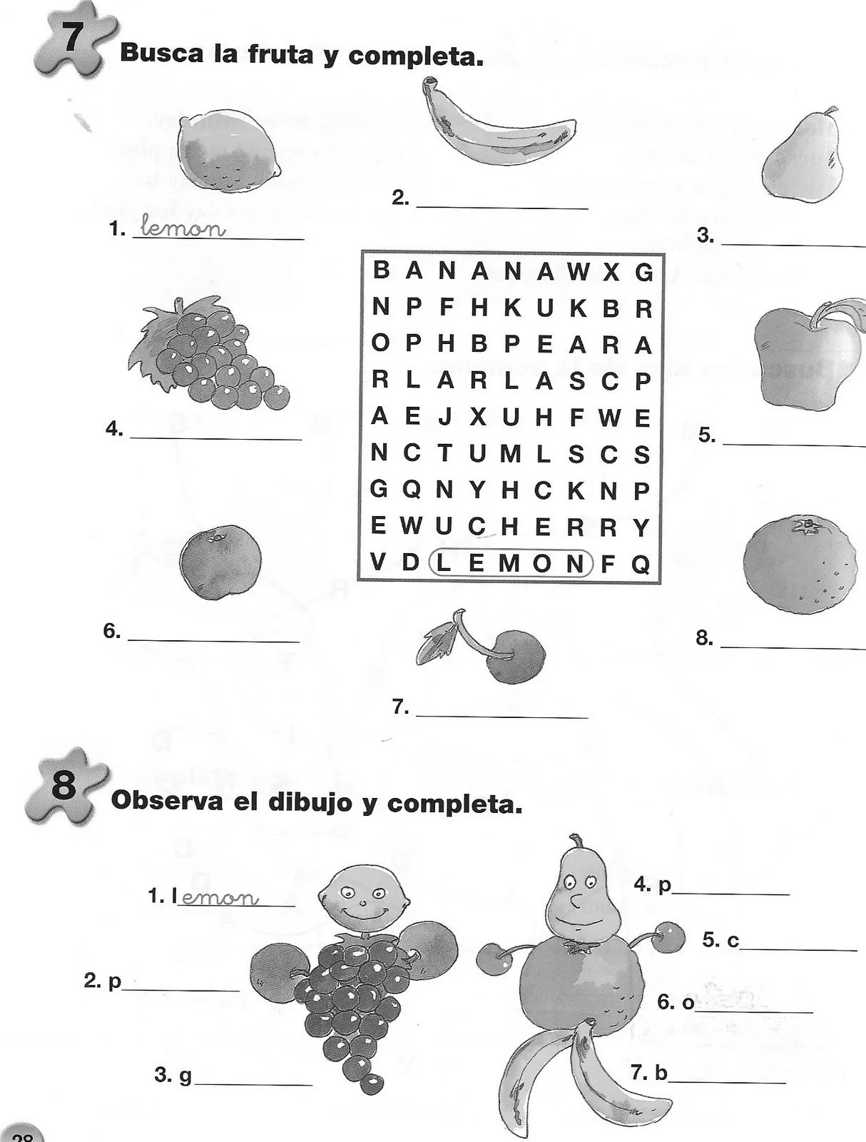 Fichas de inglés: Ficha Fruits 1: Fruits Wordsearch