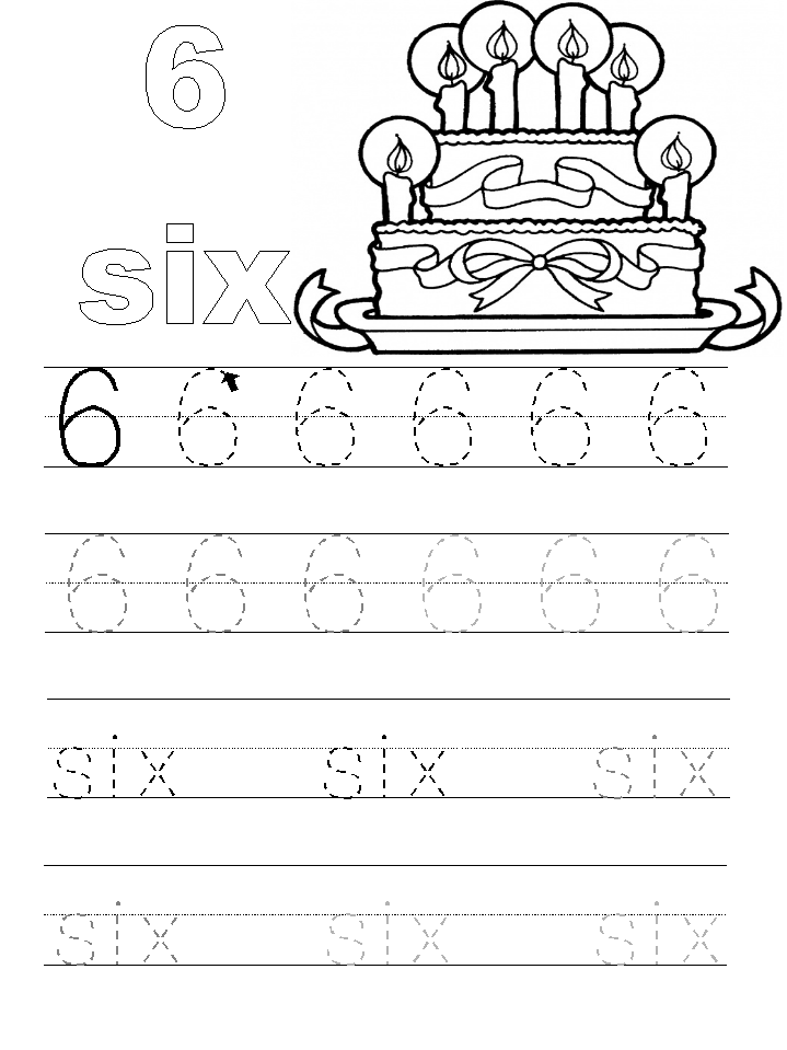 Fichas de inglés: Ficha Numbers 11: Number six worksheets