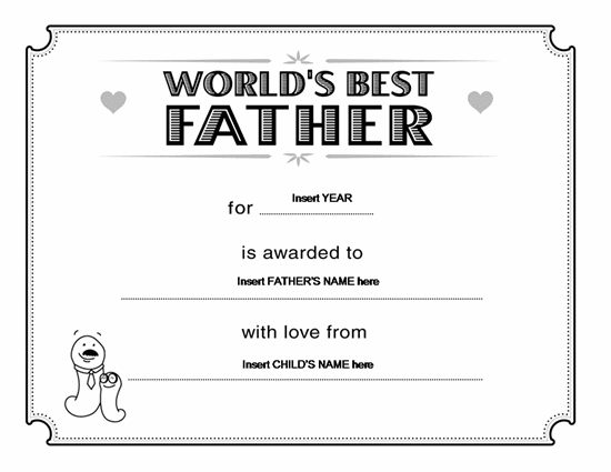 Fichas de Inglés para niños: Certificate para el día del padre