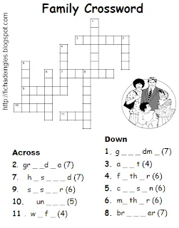 Fichas de Inglés para niños: Crosswords family