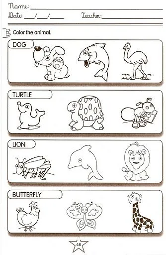 Fichas de Inglés para niños: Fichas de animales en inglés-