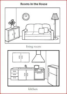 Fichas de Inglés para niños: Rooms in the house
