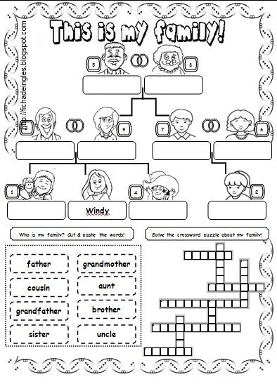 Fichas de Inglés para niños: Worksheets about family