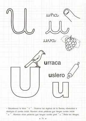 FICHAS DE LENGUAJE - LA LETRA U : FICHAS PARA NIÑOS