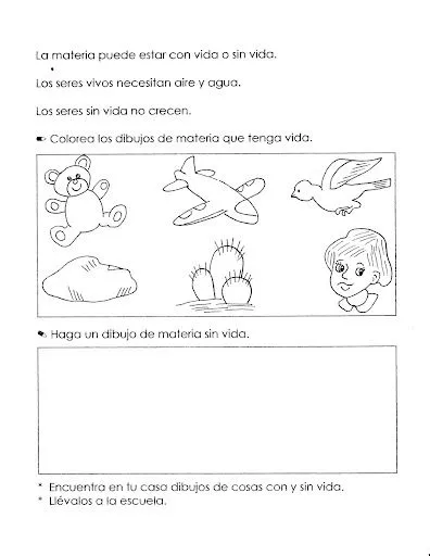 FICHAS DE MATERIA Y ENERGIA PARA NIÑOS