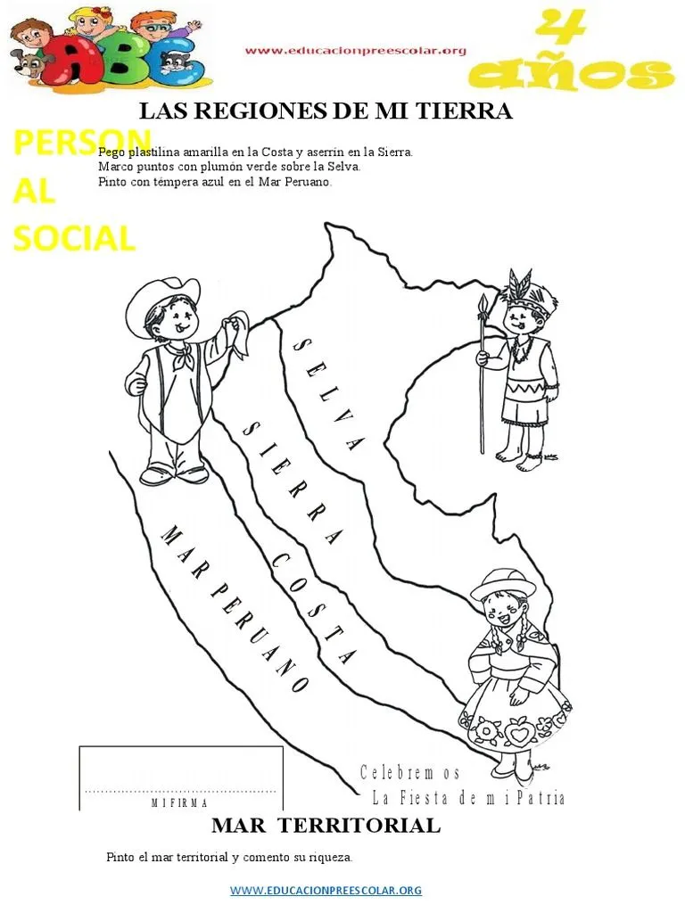 Fichas de Las Regiones Del Peru para Niños de 4 Años | PDF