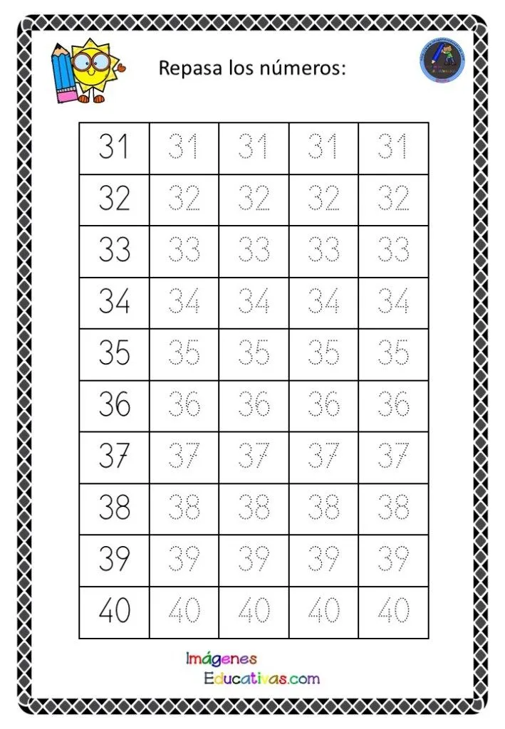 Fichas para repasar los números del 1 al 50 – Imagenes Educativas