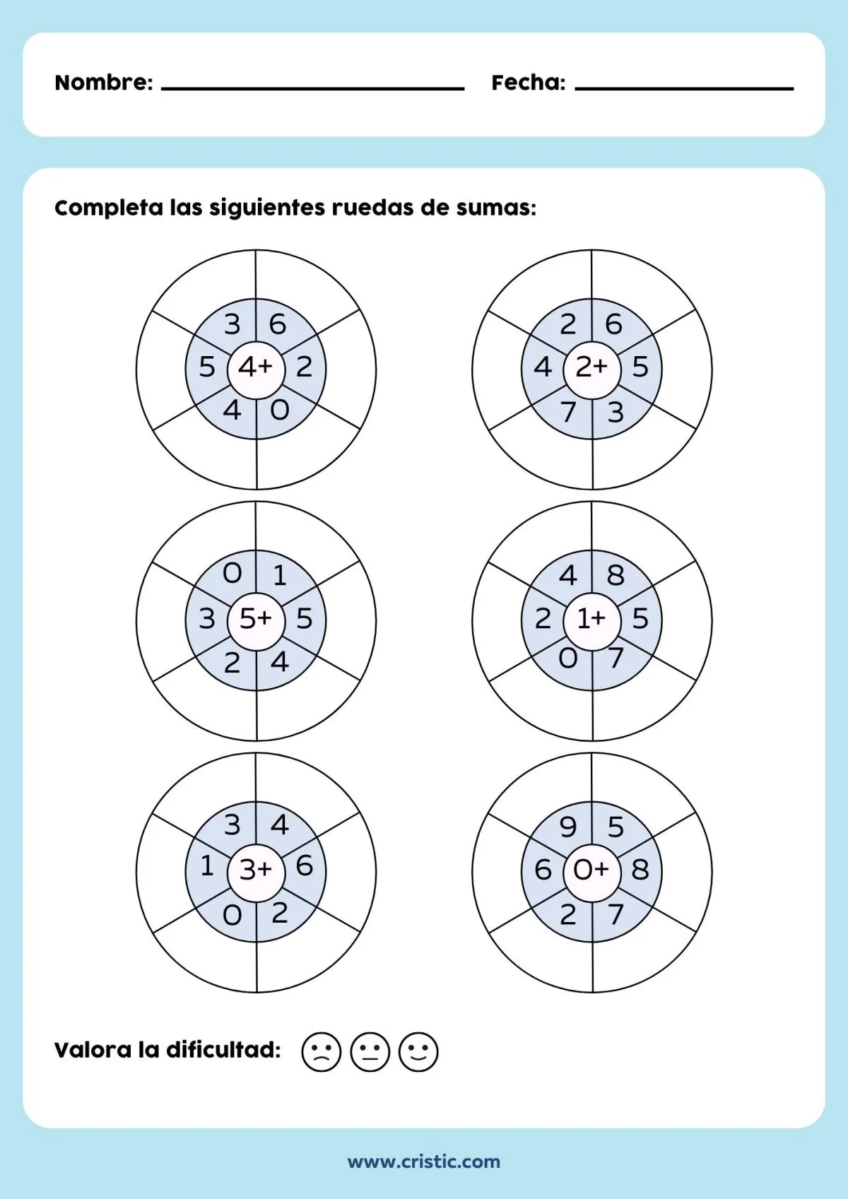 Fichas para repasar las sumas y las restas • cristic