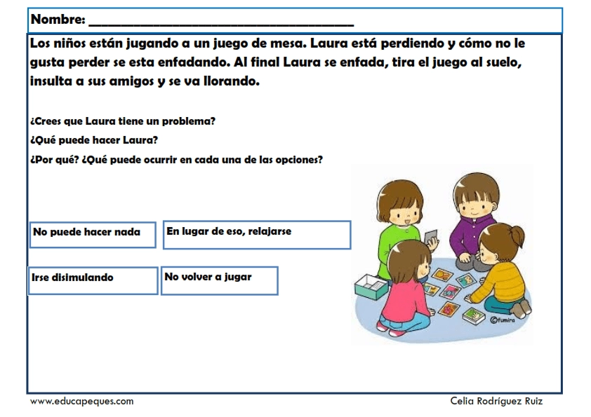 Fichas de resolución de conflictos para niños