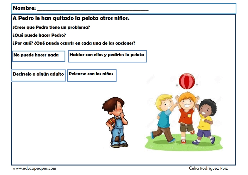 Fichas de resolución de conflictos para niños