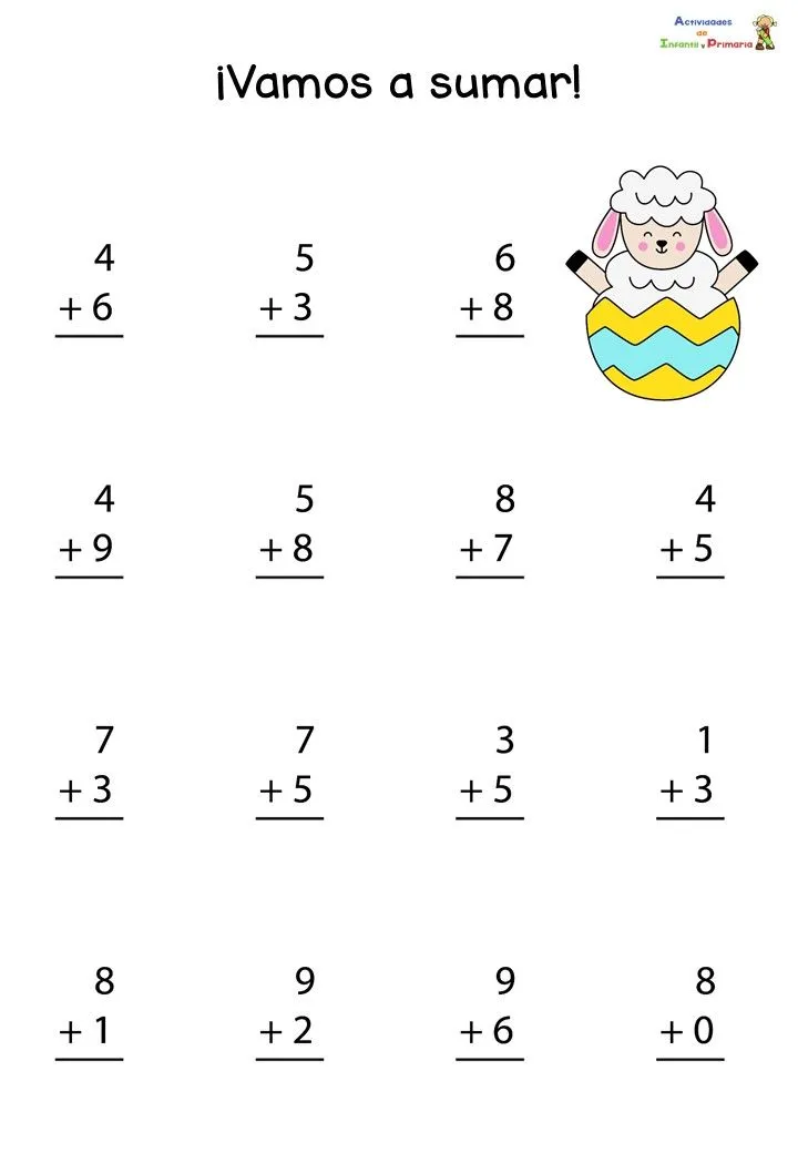 Fichas de sencillas sumas y restas para repasar