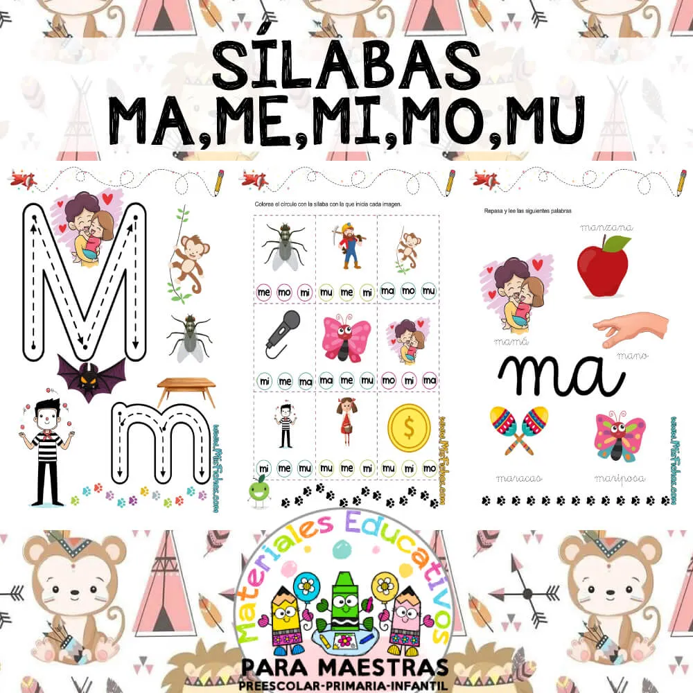 Fichas para Sílabas Ma Me Mi Mo Mu | Materiales Educativos para Maestras