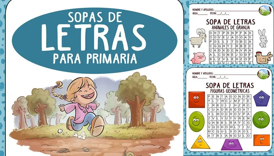 Fichas de SOPAS DE LETRAS para niños de primaria en PDF