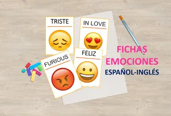 Fichas o tarjetas de emociones para imprimir con emojis. Español e inglés.  - Aprendiendo con Julia