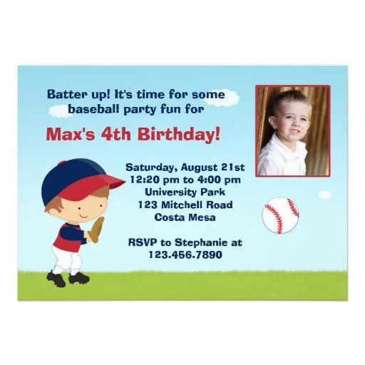 Invitación de la fiesta de cumpleaños del béisbol de Zazzle.