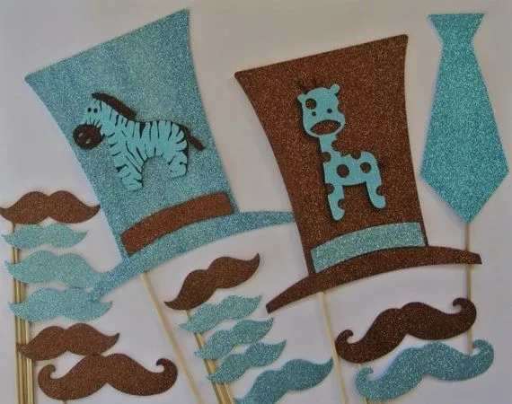 Fiesta de Bigotes Baby Shower para un bebe azul cafe por PICWRAP