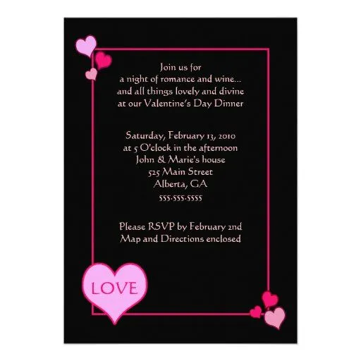 Fiesta de cena del DÍA DE SAN VALENTÍN invitación de Zazzle.