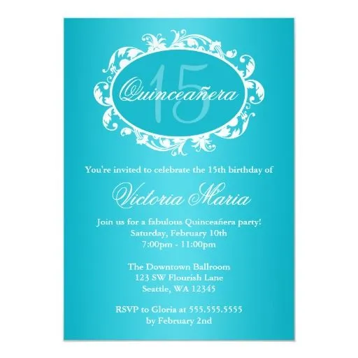 Fiesta de cumpleaños elegante azul de Quinceanera Invitación 5" X ...