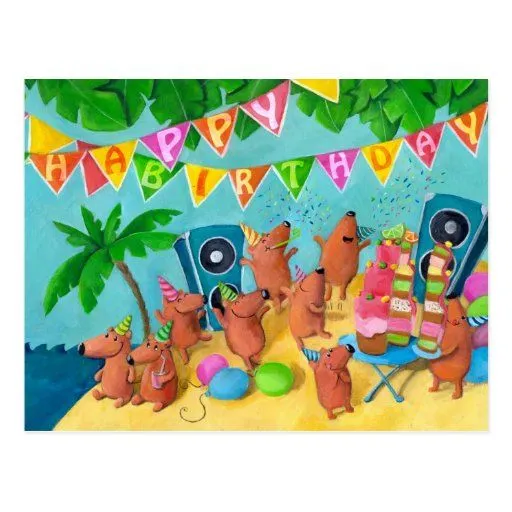 Fiesta de cumpleaños de la playa tarjeta postal | Zazzle