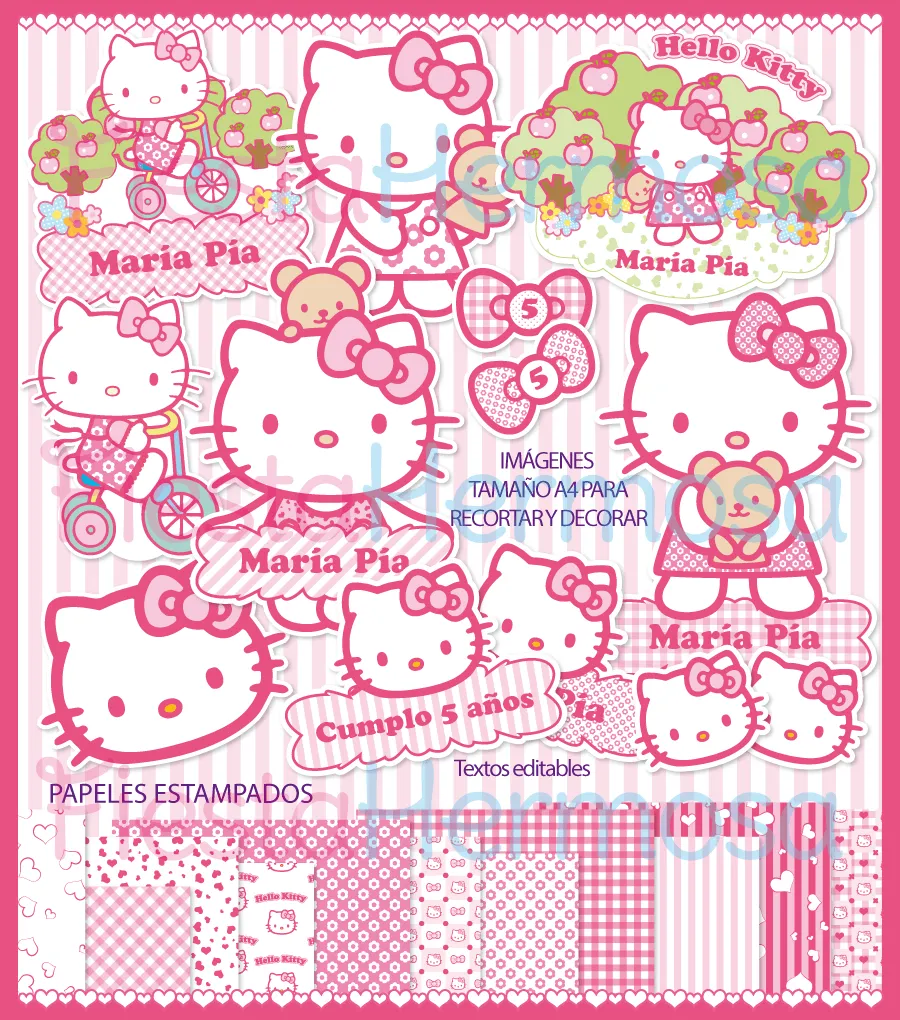 Fiesta Hermosa: Decoraciones y Candy bar Hello Kitty