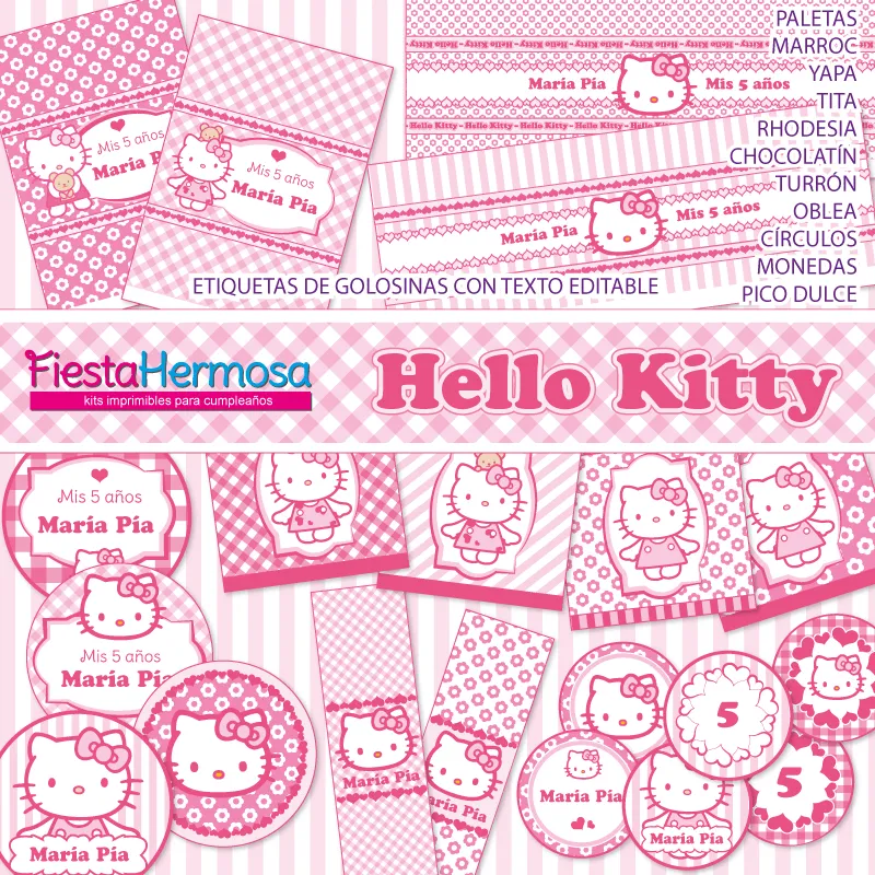 Fiesta Hermosa: Decoraciones y Candy bar Hello Kitty