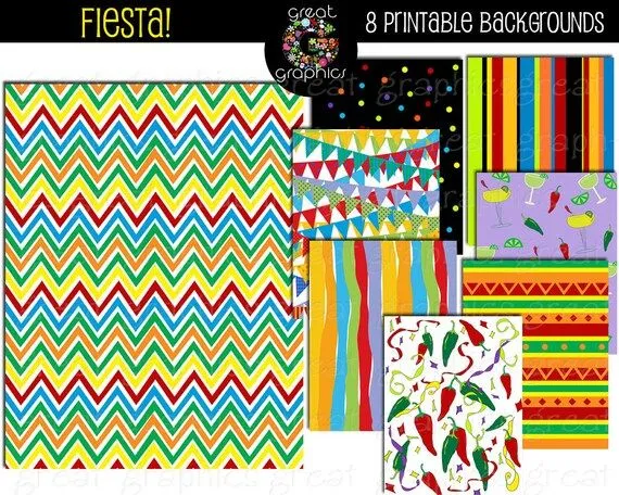 Fiesta Paper Fiesta Party Digital Paper Cinco De Mayo Party Paper ...