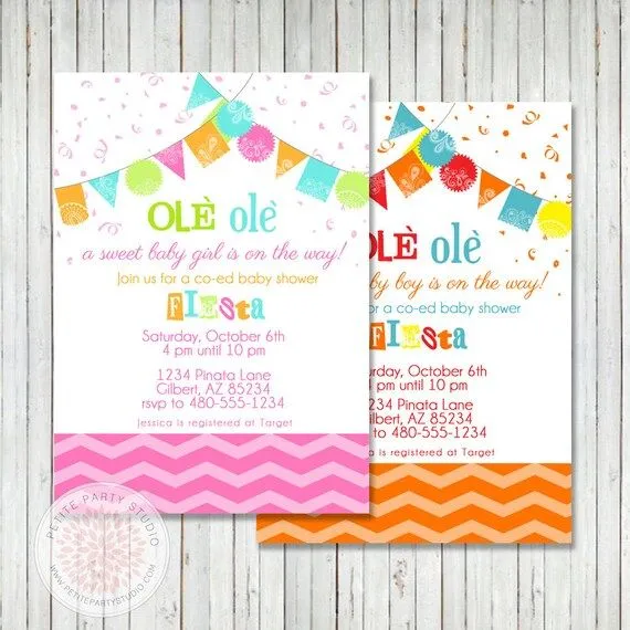 Fiesta Party Printable Baby Shower Invite by PetitePartyStudio