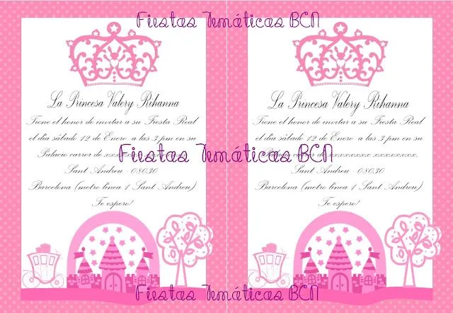 Tarjetas de invitación princess - Imagui