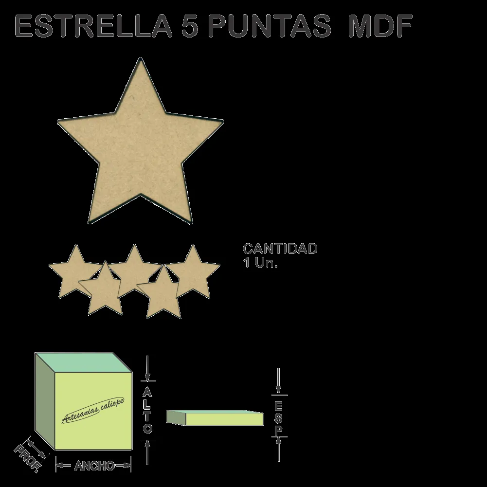 Figura Estrella 5 Puntas Base Fibrofacil Mdf Laser – 1 un – Artesanías  Calíope | Librerías Calíope