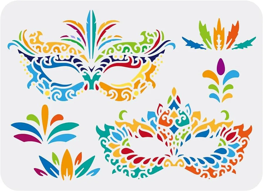 FINGERINSPIRE Plantillas de máscara de 11.7 x 8.3 pulgadas, plantillas de  pintura de cara de carnaval, patrón de flores, plantillas de tatuaje  reutilizables para pintar en madera, suelo, pared y azulejos :