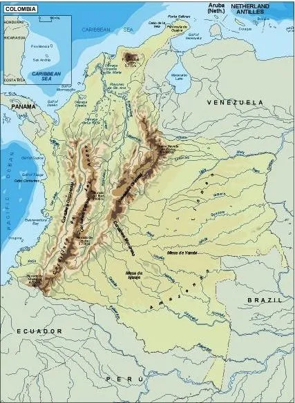 Físico | Mapas Colombia y el Mundo. Vector y Murales