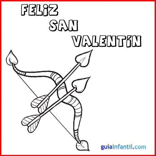 Flechas de San valentín. Tarjeta con dibujo para colorear