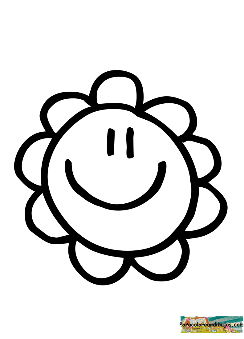 Flor con cara para colorear | Colorear dibujos