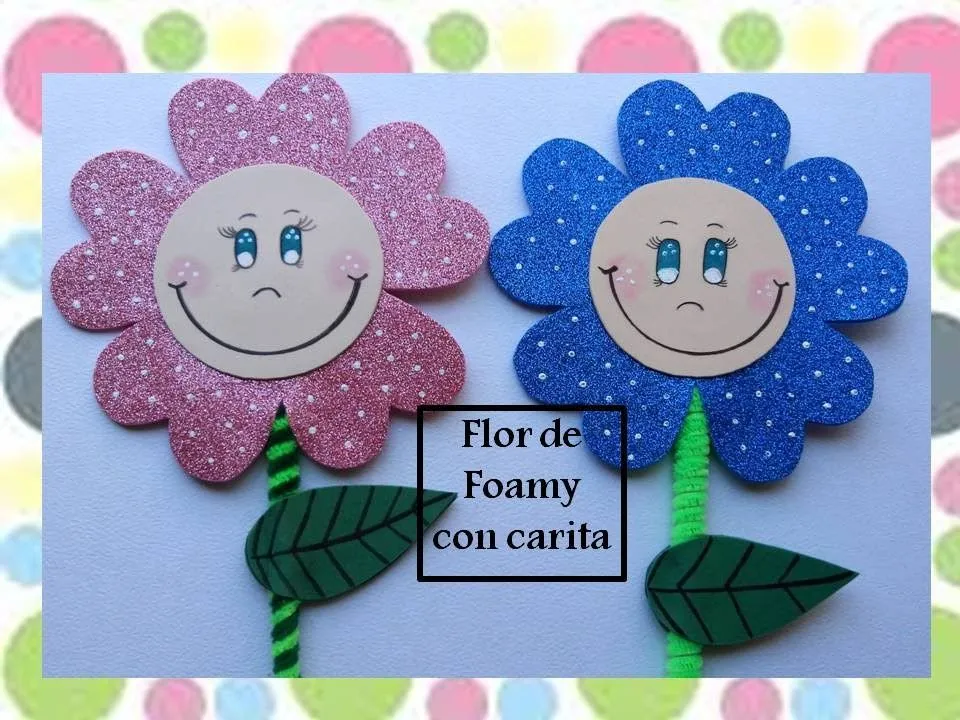 Flor de foamy con carita sonriente - YouTube