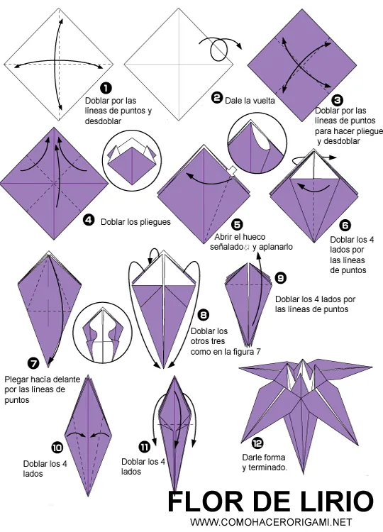 flor de lirio origami paso a paso … | Origami | Pinterest | Origami