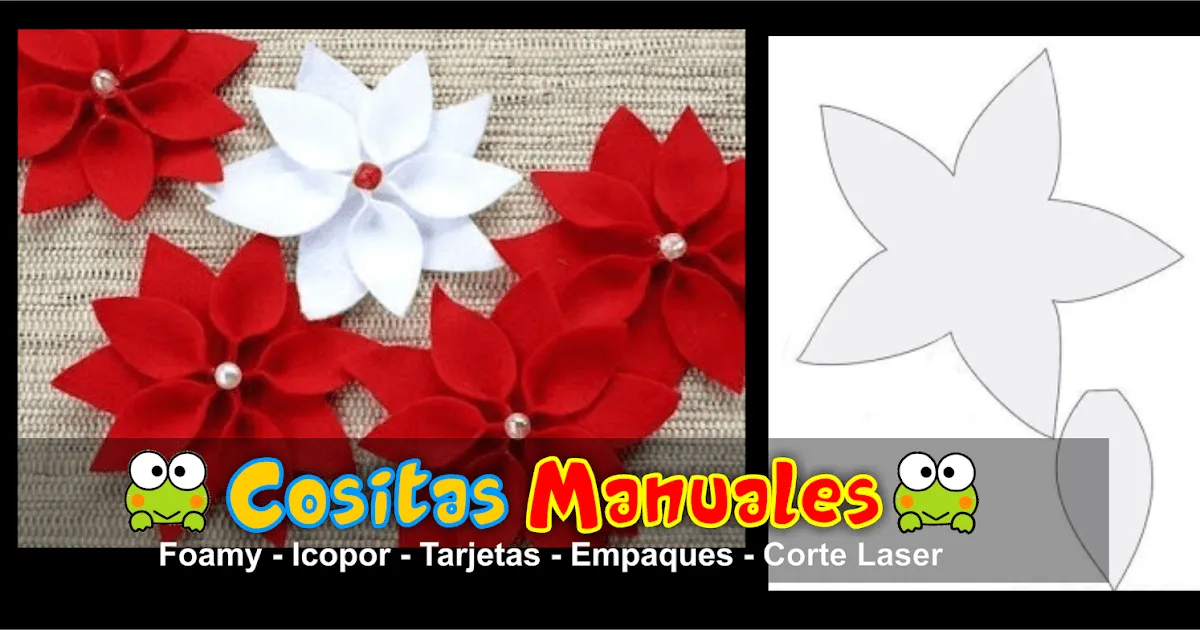 Como Hacer una Flor de Navidad en Fieltro o Foamy con molde - Lili Daza  Diseño