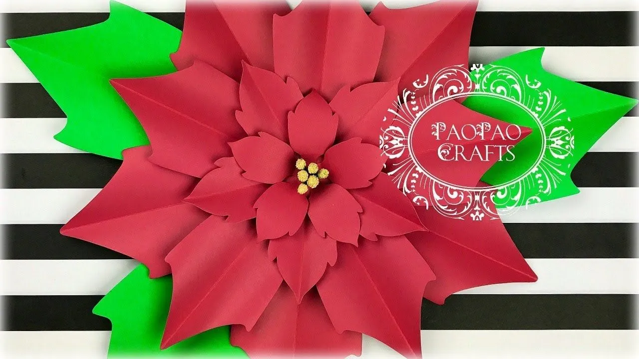 Flor Nochebuena | Flor de Pascua| MOLDES GRATIS | Flores Gigantes de papel  | Poinsettia paper Flower - YouTube