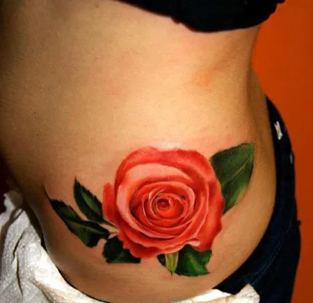 Flor Rosa en 3D - Tatuajes para Mujeres