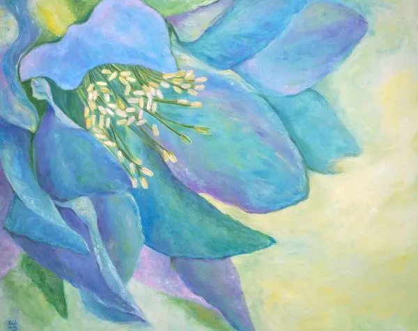 Flor Turquesa Painting by Adela Galvez - Flor Turquesa Fine Art ...