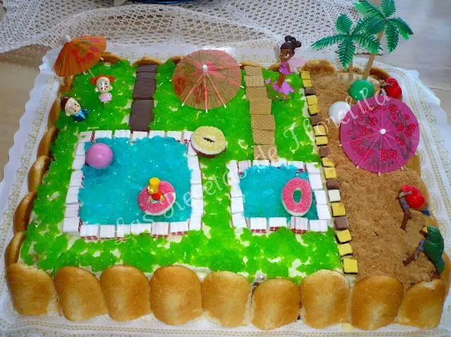 Florelila, recetas y aficiones.: Tartas Piscina y Playa.