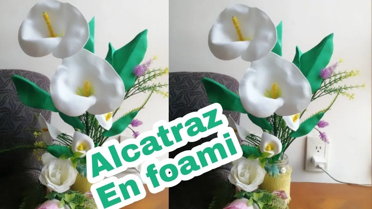 Como hacer flores de alcatraz en foami/manualidades de fomi - YouTube