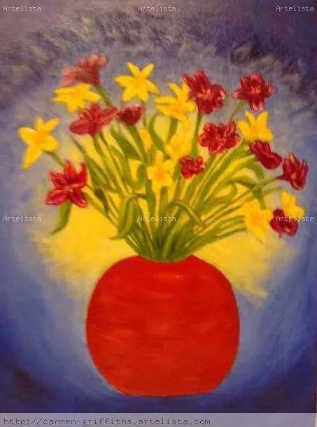 Flores amarillas y rojas Carmen Griffiths - Artelista.