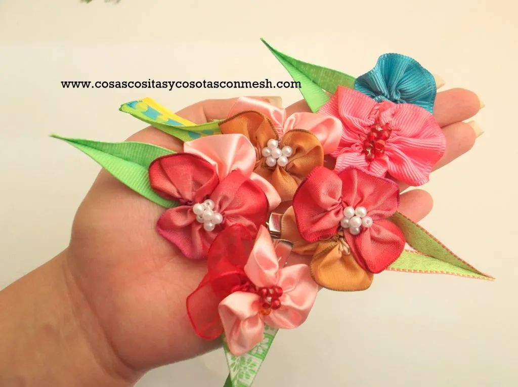 flores para el cabello : cositasconmesh