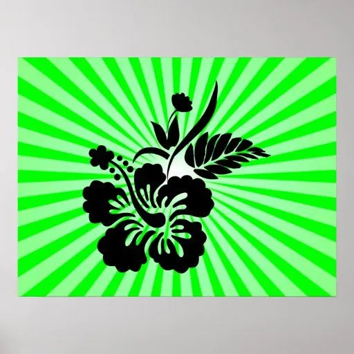 Flores hawaianas; verde poster de Zazzle.