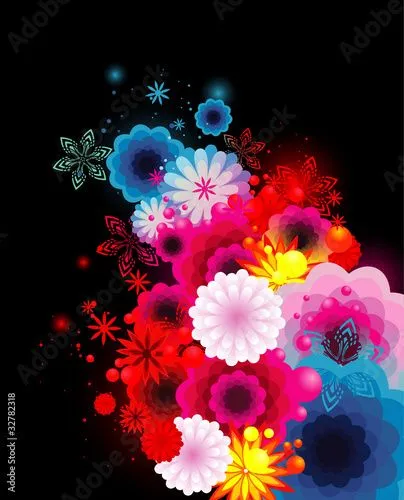 flores neon en vector © ighost #32782318 - Ver portfolio