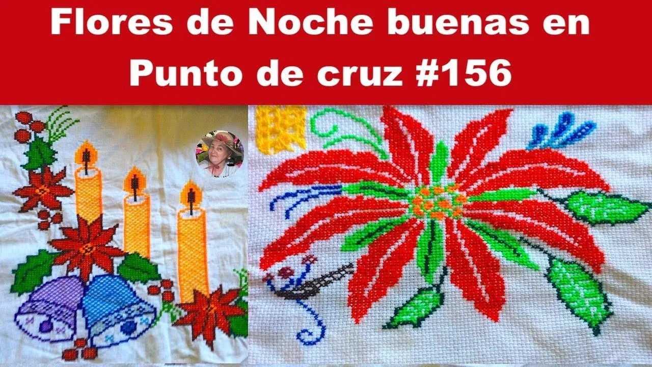 Flores de Noche buenas en Punto de cruz #156 - YouTube