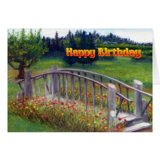 Flores y pasarela - carril del feliz cumpleaños de tarjeta de Zazzle.