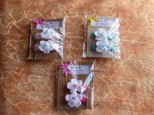 Flores de 5 pétalos con perlita ACCESORIOS INFANTILES GOMITAS PARA ...