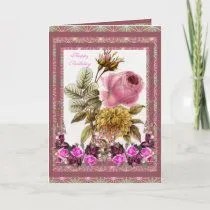 Flores rosadas florales del vintage del saludo de por Zazzle_Vintage