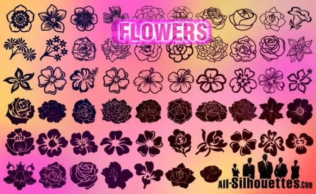 flores siluetas vector | Descargar Vectores gratis